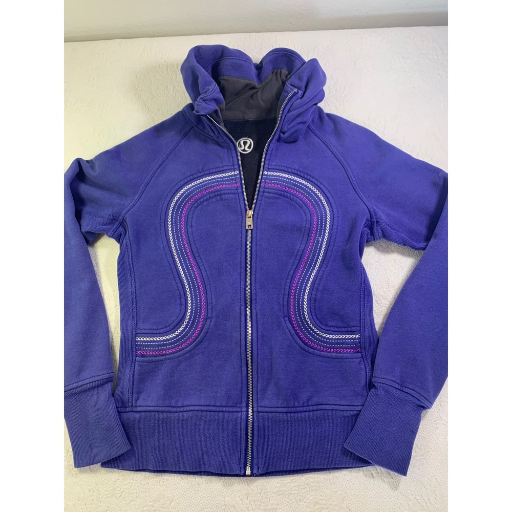 Lululemon Cuddle Up Jacket Purple Full Zip Fleece Embroidered Logo Size 4